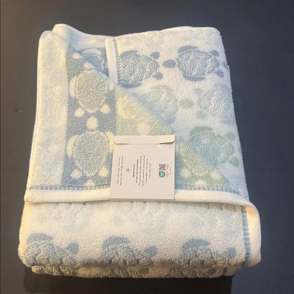 4pc CARO HOME 100% Cotton Tortuga Tile Bath Towel Set - Green/Blue